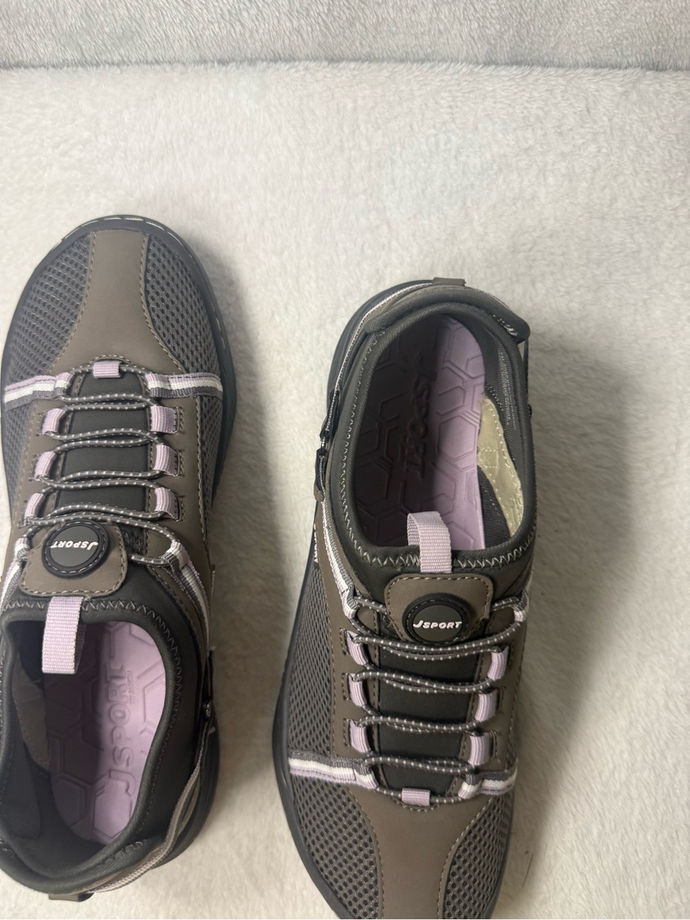 Women's Olive Green and Lilac Athletic Sneakers - Lightweight Comfort Size 7